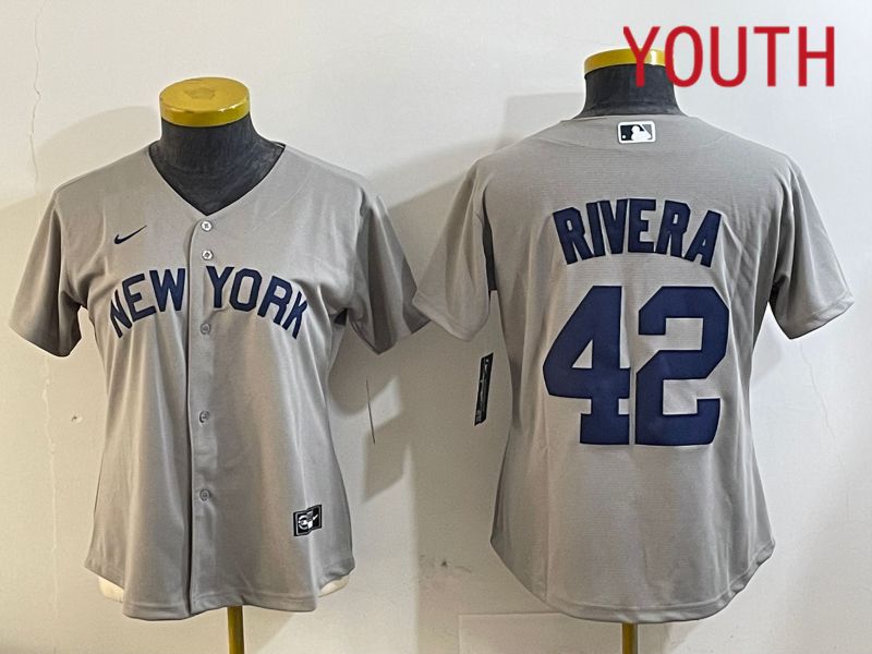 Youth New York Yankees #42 Rivra grey 2024 Nike MLB jersey 20241120